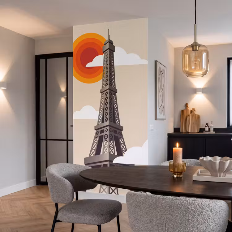 Behang - Eiffeltoren - Zon - Architectuur - Abstract - Beige — 5