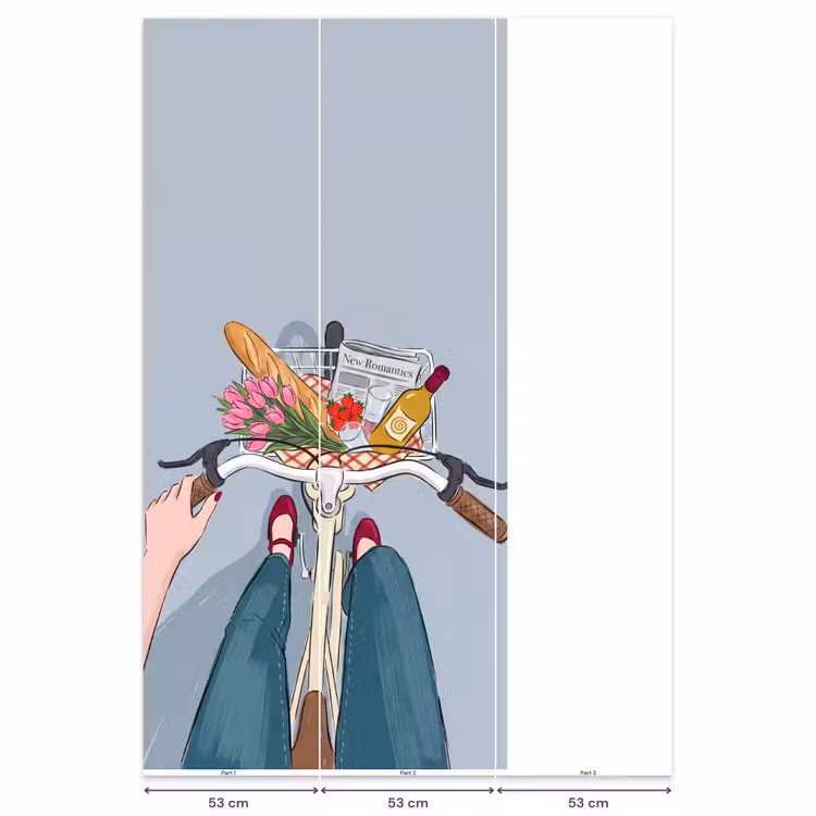 Behang - Fiets - Picknick - Zomer - Illustratie — 6