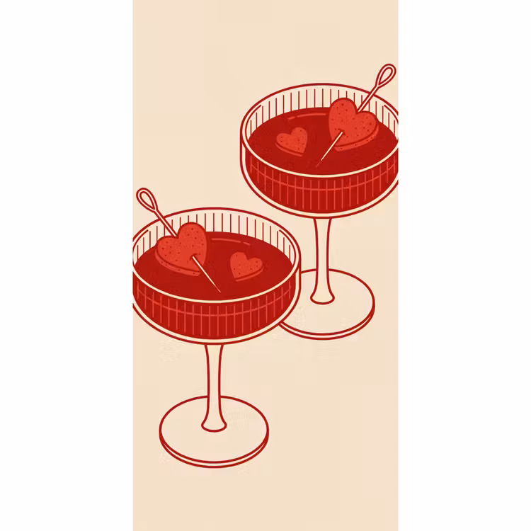 Behang - Cocktail - Hartjes - Liefde - Illustratie - Rood — 2