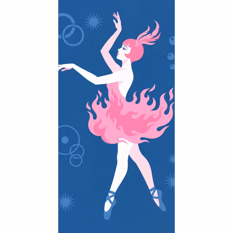 Behang - Danseres - Vlammenrok - Abstract - Roze - Blauw — 2