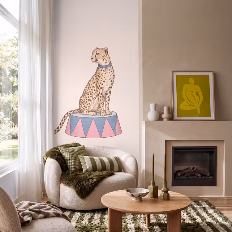 Behang - Dieren - Circus - Illustratie - Vintage - Roze — 1