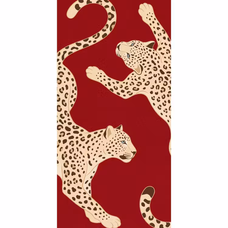 Behang - Dieren - Luipaard - Abstract - Rood - Modern — 2