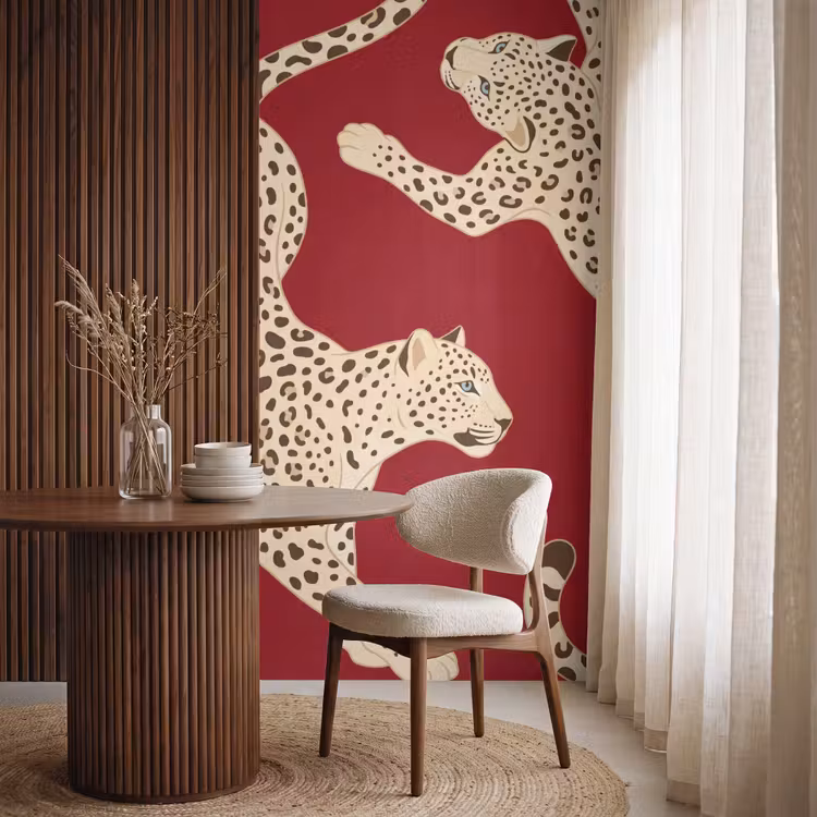 Behang - Dieren - Luipaard - Abstract - Rood - Modern — 4