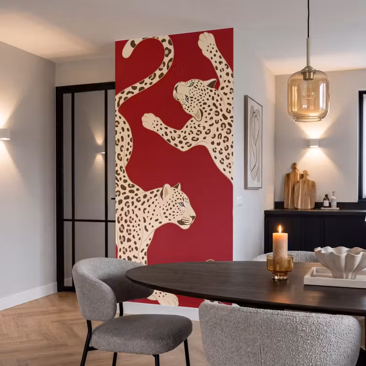 Behang - Dieren - Luipaard - Abstract - Rood - Modern — 5