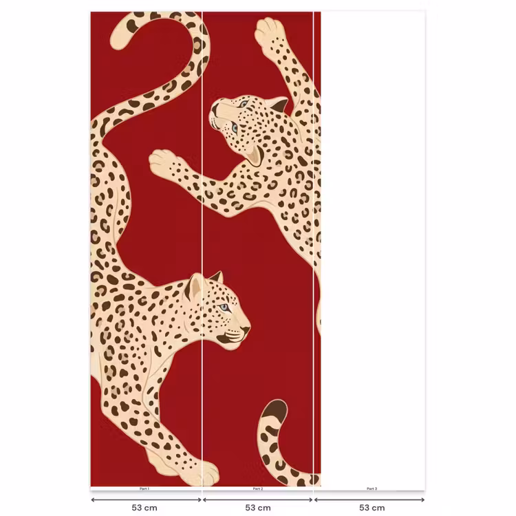 Behang - Dieren - Luipaard - Abstract - Rood - Modern — 6