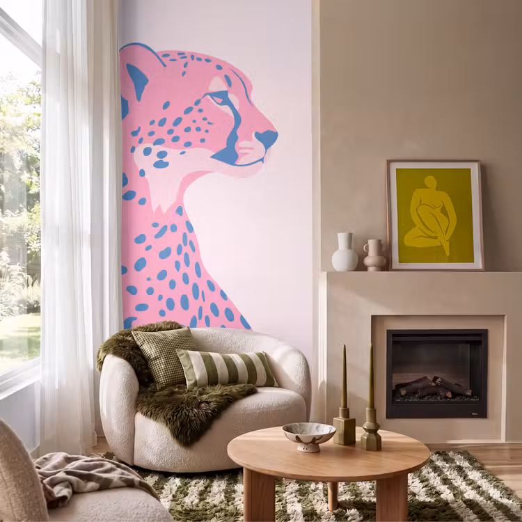 Behang - Dieren - Profiel - Abstract - Roze - Blauw — 1