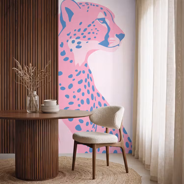 Behang - Dieren - Profiel - Abstract - Roze - Blauw — 4