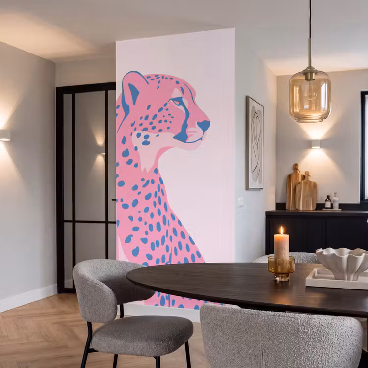 Behang - Dieren - Profiel - Abstract - Roze - Blauw — 5