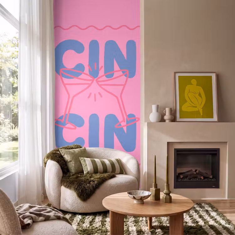 Behang - Drank - Glazen - Proost - Modern - Roze — 1