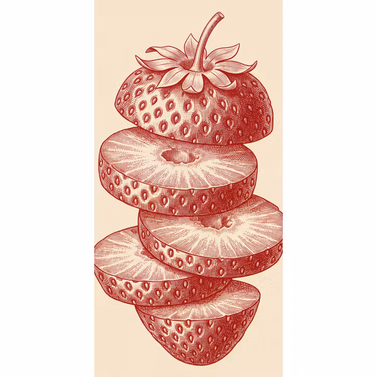 Behang - Fruit - Gesneden - Illustratie - Rood - Vintage — 2