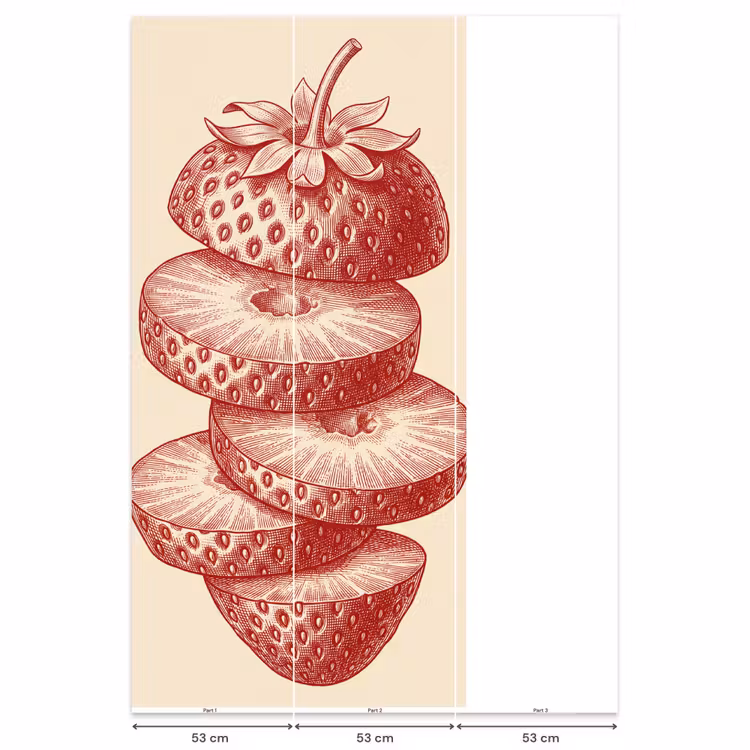 Behang - Fruit - Gesneden - Illustratie - Rood - Vintage — 6