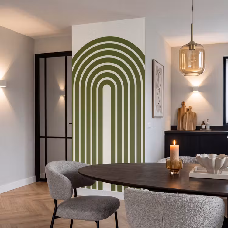 Behang - Abstract - Bogen - Modern - Groen - Kunst — 5