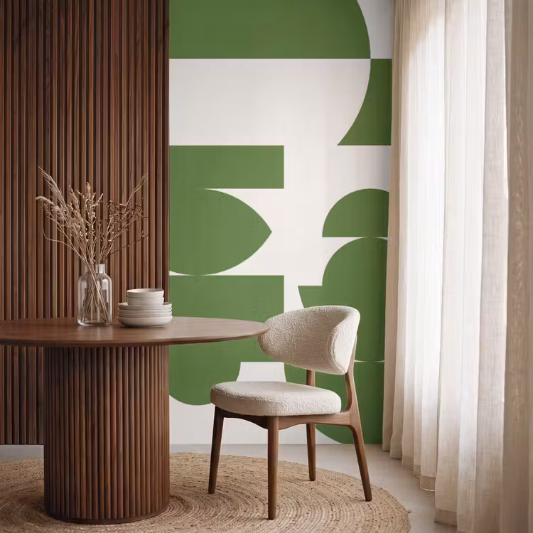 Behang - Abstract - Geometrie - Modern - Groen - Wit — 4