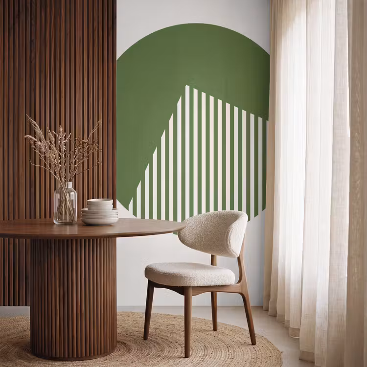 Behang - Cirkel - Strepen - Geometrisch - Abstract - Groen — 4