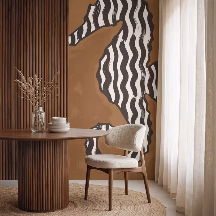 Behang - Dieren - Zeepaardje - Abstract - Bruin - Strepen — 4