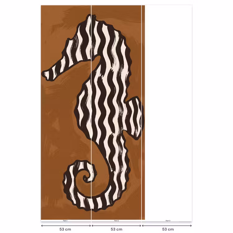 Behang - Dieren - Zeepaardje - Abstract - Bruin - Strepen — 6