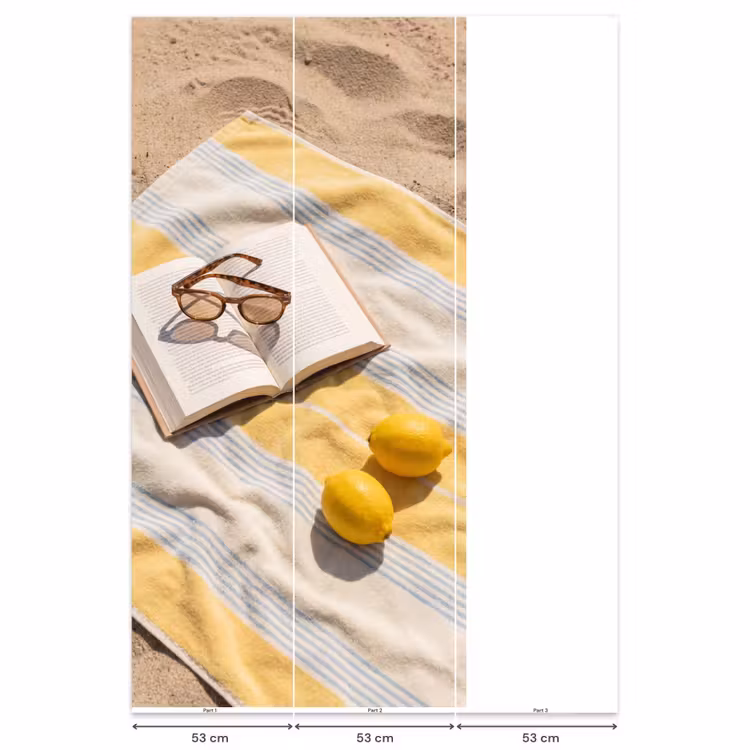 Behang - Boek - Zonnebril - Strand - Zomer - Geel — 6
