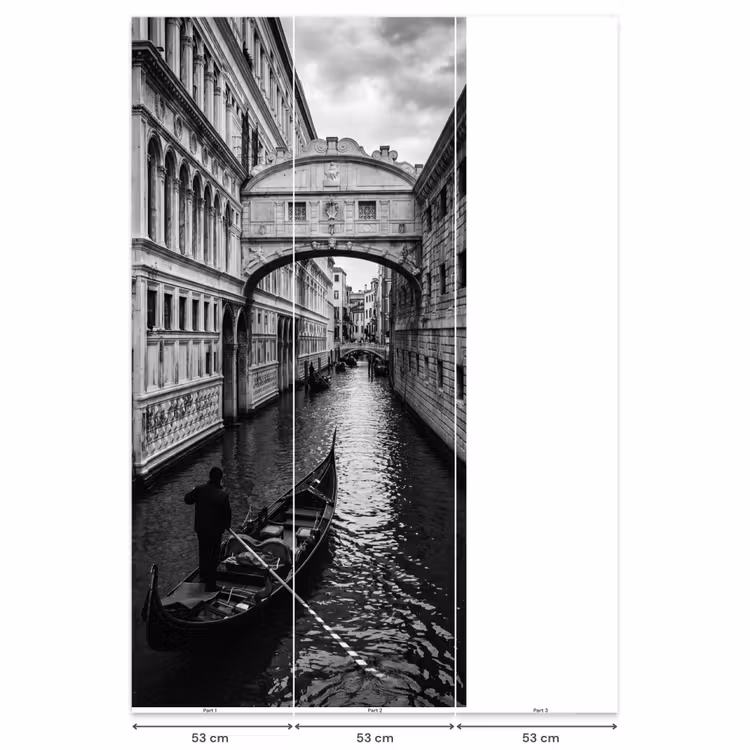Behang - Boot - Waterweg - Stad - Zwart-wit - Architectuur — 6