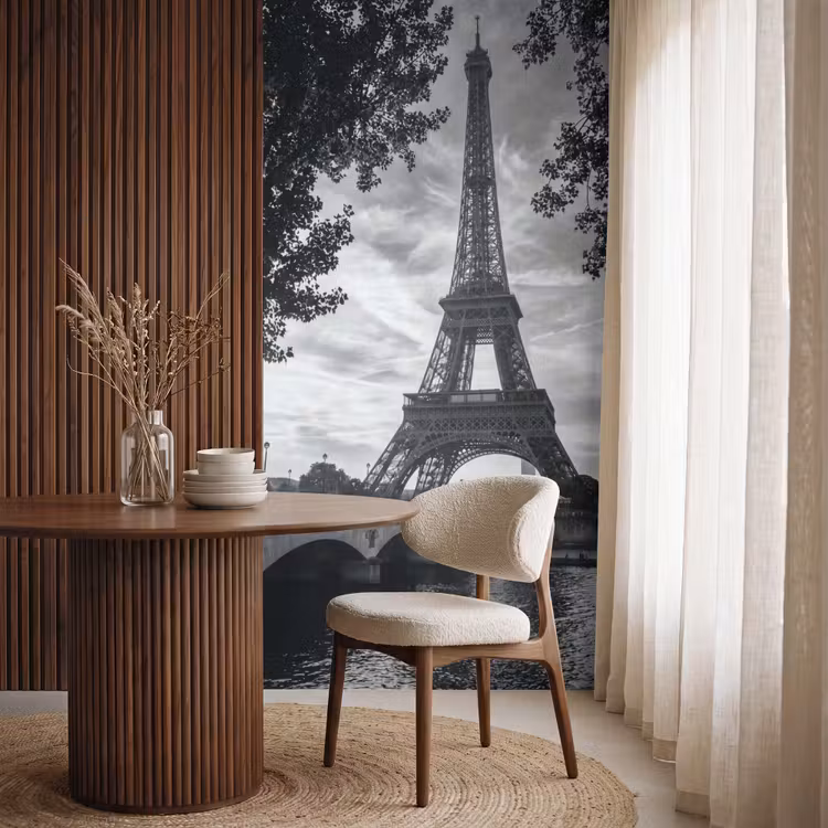 Behang - Eiffeltoren - Parijs - Rivier - Architectuur - Zwart-wit — 4