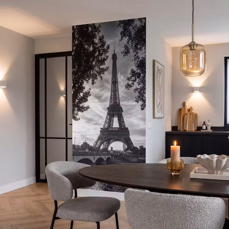 Behang - Eiffeltoren - Parijs - Rivier - Architectuur - Zwart-wit — 5