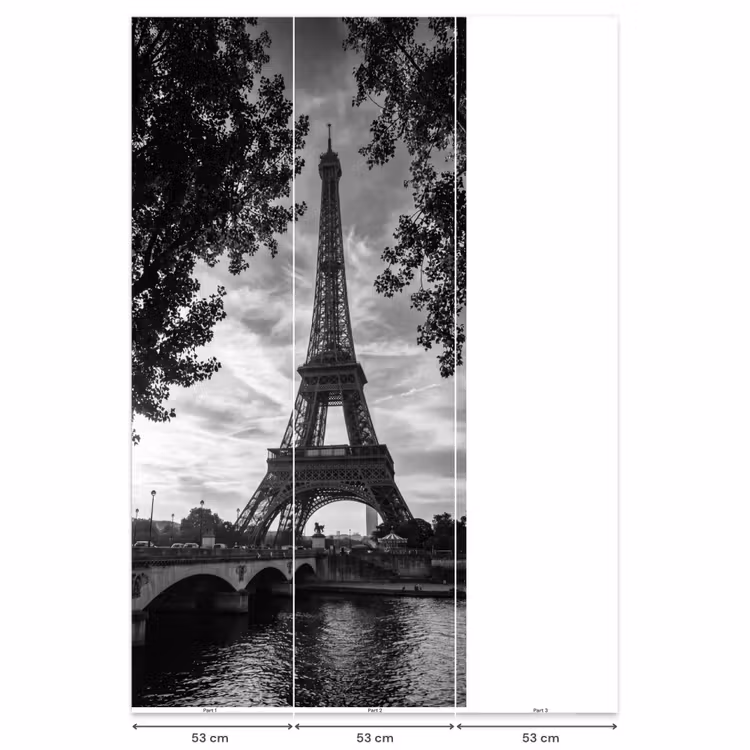 Behang - Eiffeltoren - Parijs - Rivier - Architectuur - Zwart-wit — 6