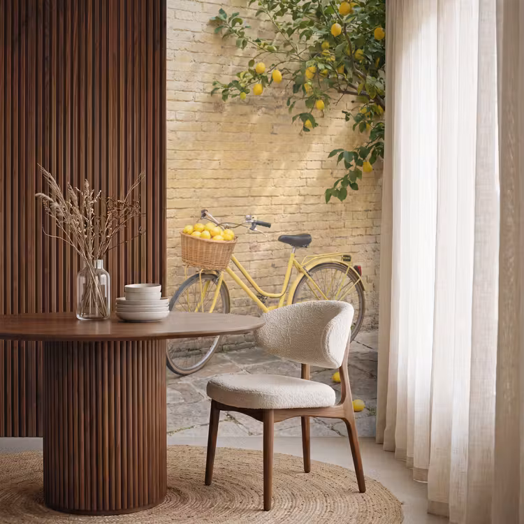 Behang - Fiets - Mand - Eten - Geel - Zomer — 4