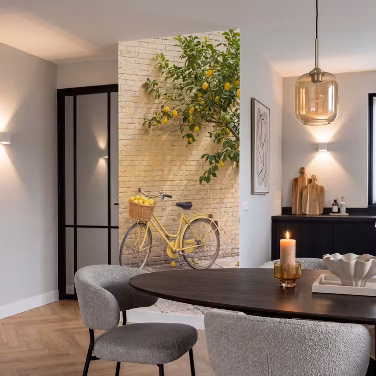 Behang - Fiets - Mand - Eten - Geel - Zomer — 5