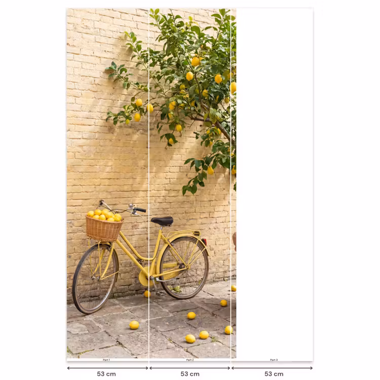 Behang - Fiets - Mand - Eten - Geel - Zomer — 6