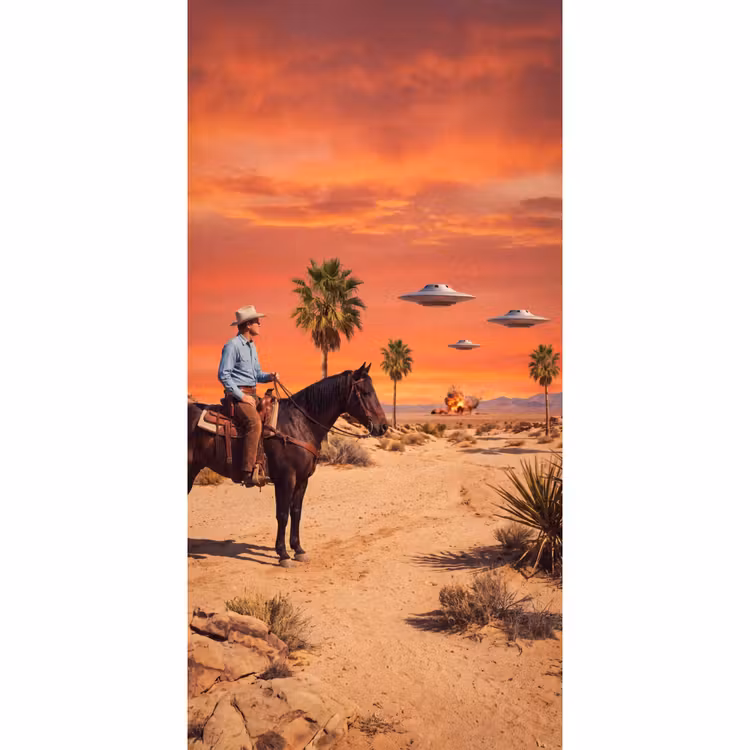 Behang - Cowboy - Paard - Woestijn — 2