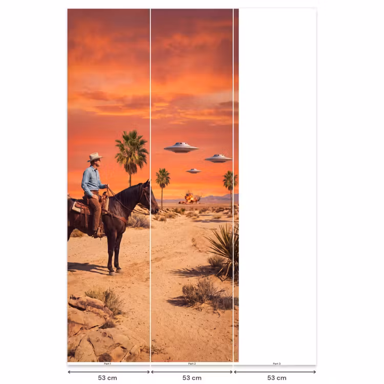Behang - Cowboy - Paard - Woestijn — 6