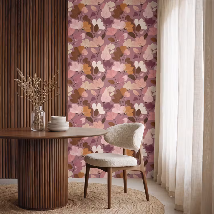 Behang - Bloem - Patroon - Roze — 4