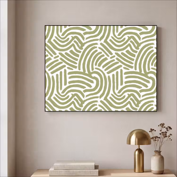 Art Frame - Saliegroen - Abstract - Bogen - Handgetekend - Patroon — 3