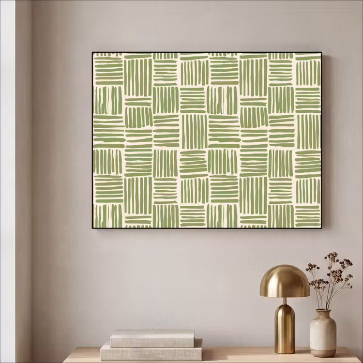 Art Frame - Saliegroen - Blokken - Handgetekend - Patroon — 3