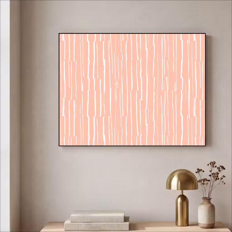 Art Frame - Zalmroze - Strepen - Handgetekend - Patroon — 3