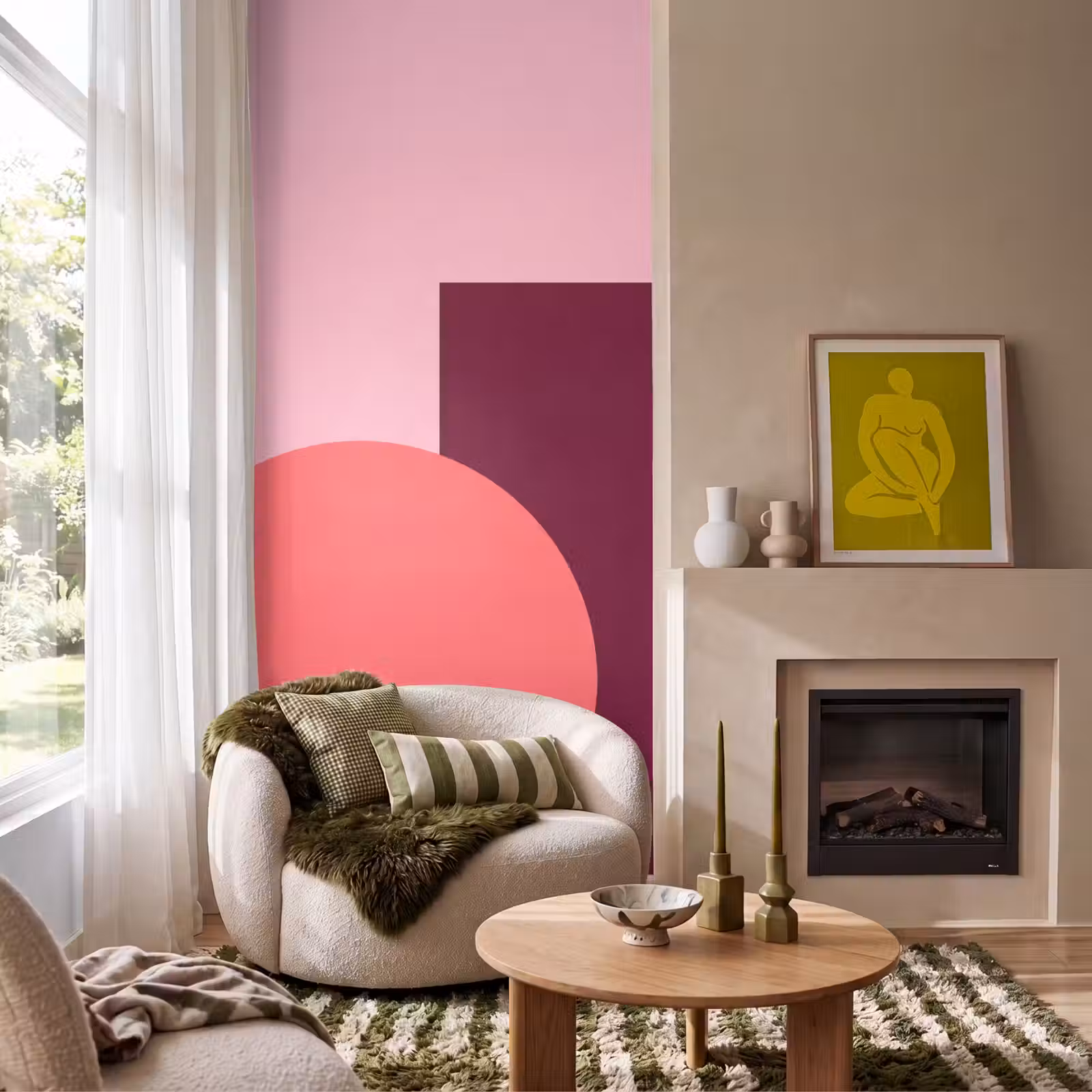 Behang - Abstract - Vormen - Roze - Modern - Design — 1