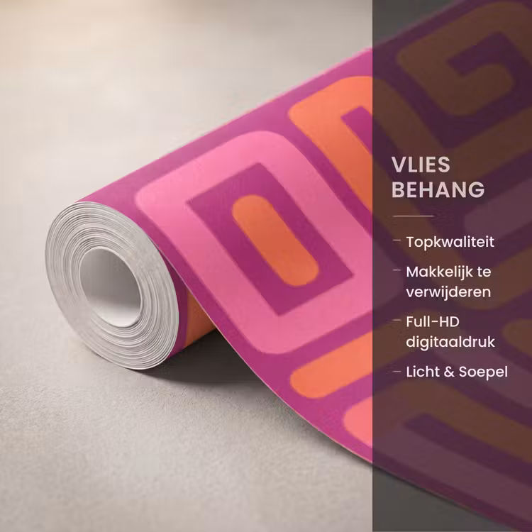 Behang - Abstract - Patroon - Lijnen - Roze - Oranje — 3