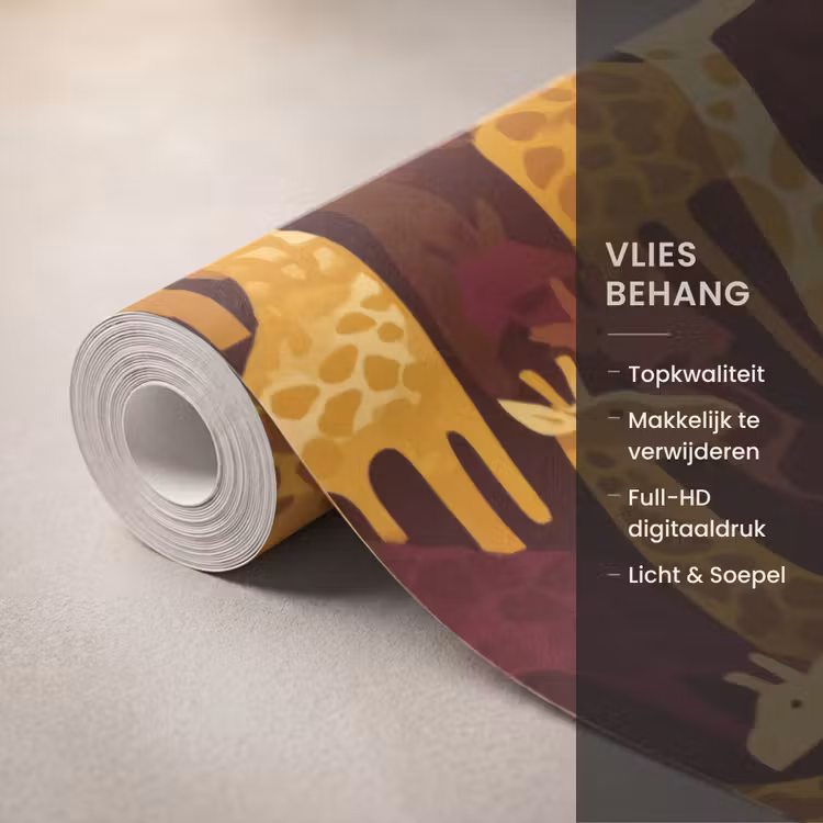 Behang - Bruin - Giraffen - Safari - Patroon — 3