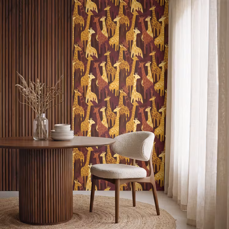 Behang - Bruin - Giraffen - Safari - Patroon — 4