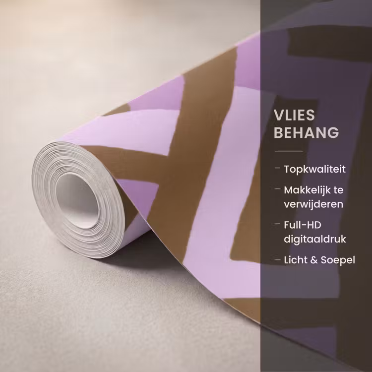 Behang - Bruin - Roze - Geometrisch - Meander - Patroon — 3