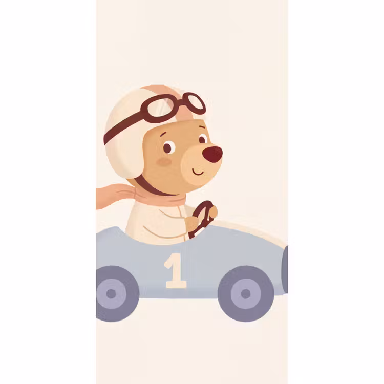 Behang - Beer - Auto - Kinderkamer - Cartoon - Speels — 2