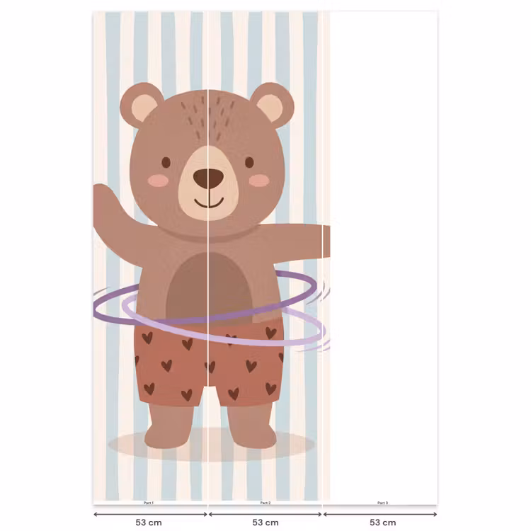 Behang - Beer - Hoepel - Kinderkamer - Illustratie - Bruin — 6