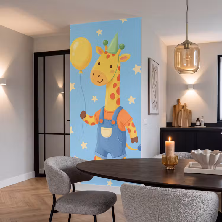 Behang - Dieren - Giraffe - Ballon - Feest - Kinderkamer — 5