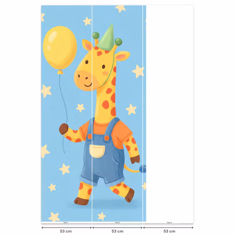Behang - Dieren - Giraffe - Ballon - Feest - Kinderkamer — 6