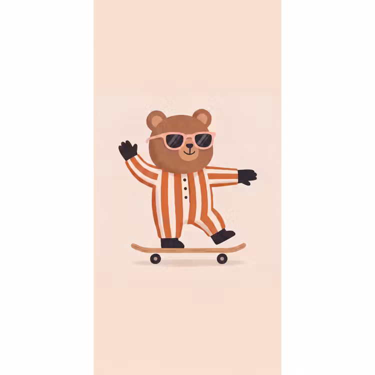 Behang - Dieren - Skateboard - Spel - Cartoon - Roze — 2