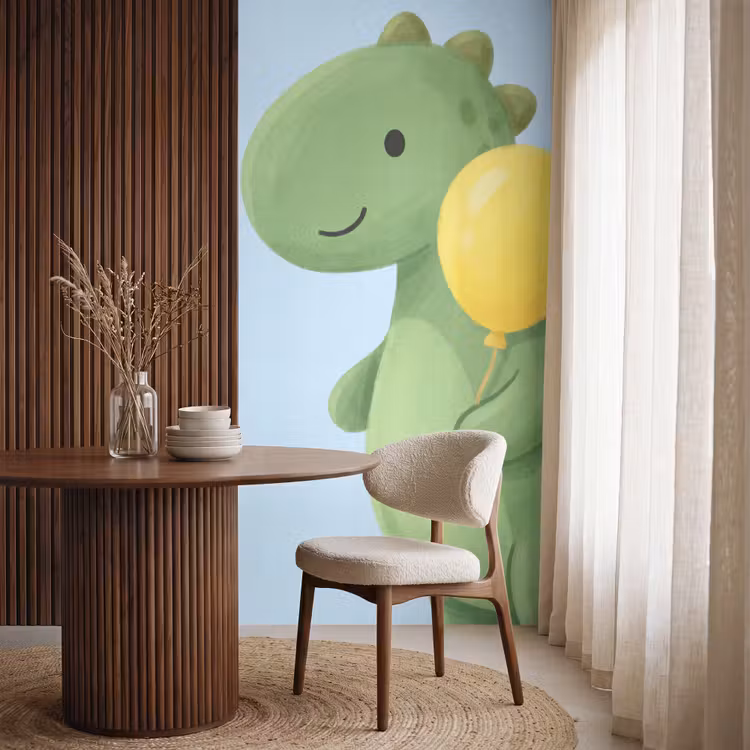 Behang - Dinosaurus - Ballon - Kinderkamer - Illustratie - Groen — 4