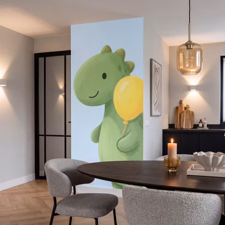 Behang - Dinosaurus - Ballon - Kinderkamer - Illustratie - Groen — 5