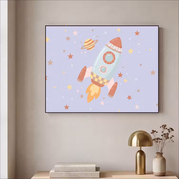 Art Frame - Raket - Ruimte - Planeet - Illustratie — 3