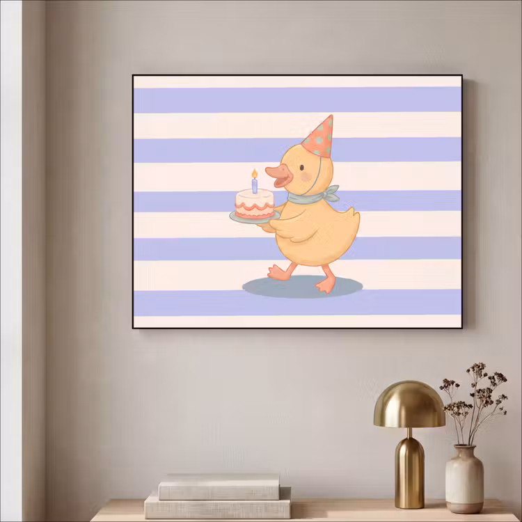 Art Frame - Vogel - Feest - Taart - Kinder - Illustratie — 3