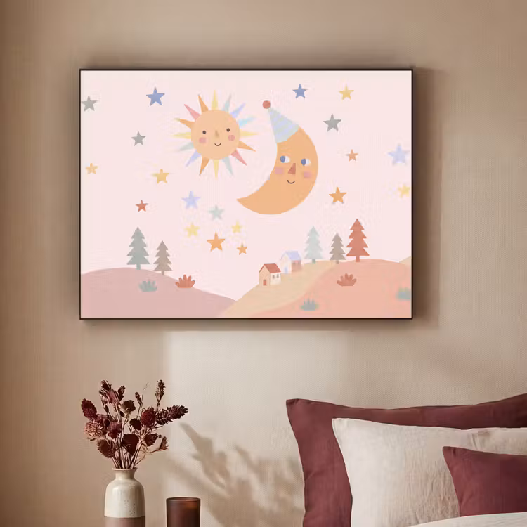Art Frame - Zon - Maan - Sterren - Kinderkamer - Pastel — 2
