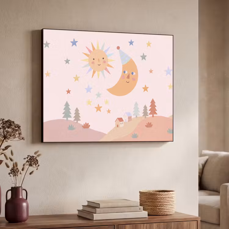 Art Frame - Zon - Maan - Sterren - Kinderkamer - Pastel — 4